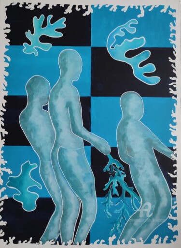 제목이 "Bleue, la mer"인 미술작품 B.Nicolas로, 원작, 아크릴