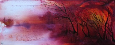 Peinture intitulée "L'envol - encres ac…" par Clau Redier-Clément, Œuvre d'art originale, Encre Monté sur Châssis en bois