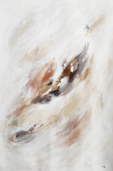 Abstract sky. Beige original painting Pintura titulada "Abstract sky. Beige…" por Jane Ti, Obra de arte original, Acrílico