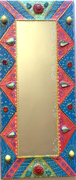 miroir mural rectangulaire "citrons et soleils "mosaïque Design intitulée "miroir mural rectan…" par Odile Maffone Mosaïque Joyeuse, Œuvre d'art originale, Accessoires Monté sur Pan…