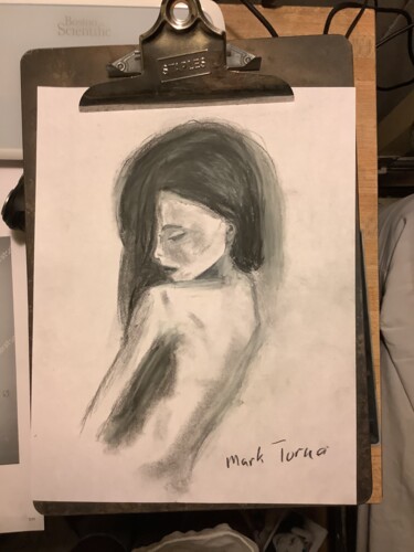 Drawing titled "Back" by Mark Turner, Original Artwork, Charcoal