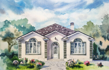绘画 标题为“Dream House” 由Elena Krivoruchenko, 原创艺术品, 水彩