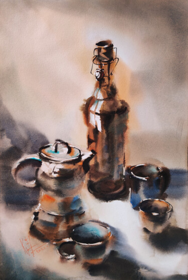 Painting titled "Improvisation still…" by Elena Krivoruchenko, Original Artwork, Watercolor