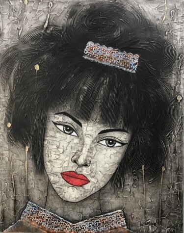 Painting titled "Douce" by Changzheng Zhu, Original Artwork, Acrylic Mounted on Wood Stretcher frame