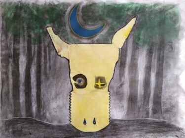 Malerei mit dem Titel "L'ÄNE QUI CACHE LA…" von Rbio, Original-Kunstwerk, Acryl