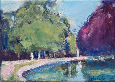 Painting titled "The basin II" by Misha Sydorenko, Original Artwork, Oil Mounted on Wood Stretcher frame