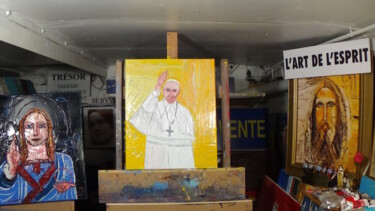 Malerei mit dem Titel "peinture du pape fr…" von Frederic Servian, Original-Kunstwerk, Öl