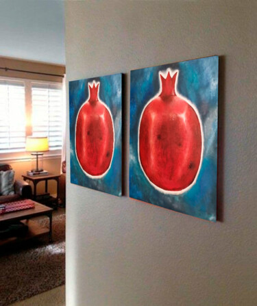 Peinture intitulée "POMEGRANATES" par Tatiana Kvasnitsina, Œuvre d'art originale, Acrylique