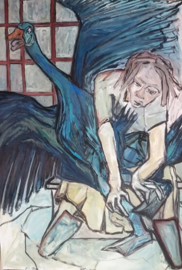 绘画 标题为“Assiégé 3” 由Cynthia Pedrosa, 原创艺术品, 油 安装在木质担架架上