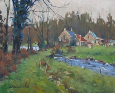 Painting titled "Le petit ruisseau (…" by Christian Arnould, Original Artwork, Oil