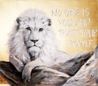 White Lion - original oil painting on canvas 绘画 标题为“White Lion - origin…” 由Nikolay Kharitonov, 原创艺术品, 油