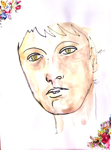 绘画 标题为“jeune homme 2” 由Anne-Marie Simard-Grasset, 原创艺术品, 水彩