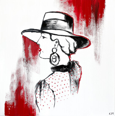 A Portrait of Madame Colette Painting titled "A Portrait of Madam…" by Kristina Mallen, Original Artwork, Oil Mounted on Wood Stretcher frame
