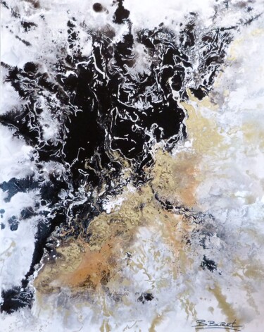 绘画 标题为“Reliefs Or 4” 由Béatrice Burel, 原创艺术品, 油 安装在木质担架架上