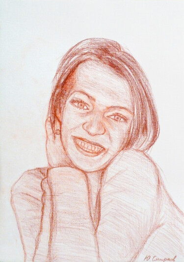 Dessin intitulée "Nastya №2" par Yury Smirnov, Œuvre d'art originale, Conté