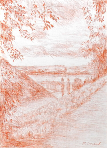 Drawing titled "View of the Kanavin…" by Yury Smirnov, Original Artwork, Conté