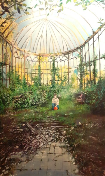 Painting titled "Tangerine dream" by Daniel Combe (DACO), Original Artwork, Oil Mounted on Wood Stretcher frame