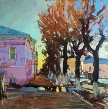 Spring evening Painting titled "Spring evening" by Daniil Mikhailov, Original Artwork, Oil Mounted on Wood Stretcher frame
