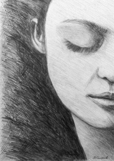 Drawing titled "Lena №2" by Yury Smirnov, Original Artwork, Graphite