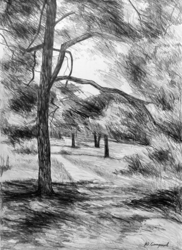 Drawing titled "The road in the Sor…" by Yury Smirnov, Original Artwork, Graphite