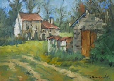 Painting titled "Vers la maison (hui…" by Christian Arnould, Original Artwork, Oil