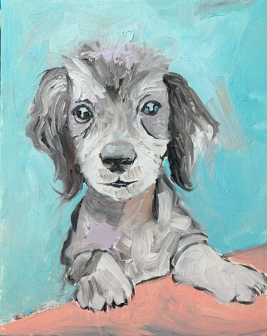 Little puppy. Peinture intitulée "Little puppy." par Vita Schagen, Œuvre d'art originale, Huile Monté sur Carton