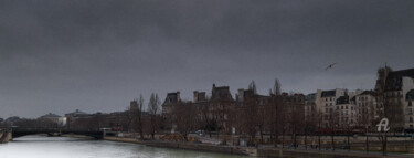 Hôtel de ville et quai de Seine Photographie intitulée "Hôtel de ville et q…" par Michel Babkine, Œuvre d'art originale, Photographie numérique