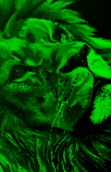 Arts numériques intitulée "Lion vert" par Yann Comtat, Œuvre d'art originale, Travail numérique 2D