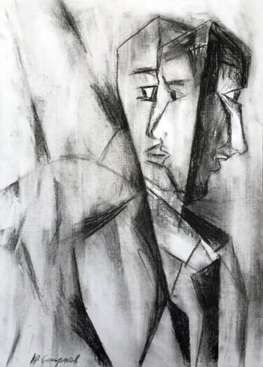 图画 标题为“Many faces” 由Yury Smirnov, 原创艺术品, 木炭
