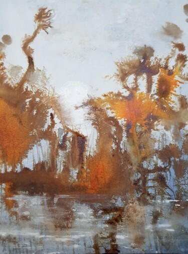 Peinture intitulée "L’hiver dans les ma…" par Ghislaine Rimmen-Mohl, Œuvre d'art originale, Aquarelle