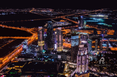 Painting titled "Dubaï la nuit" by Grégory Blin, Original Artwork, Acrylic