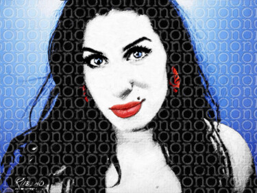 绘画 标题为“Amy Winehouse” 由Tony Rubino, 原创艺术品, 丙烯 安装在木质担架架上