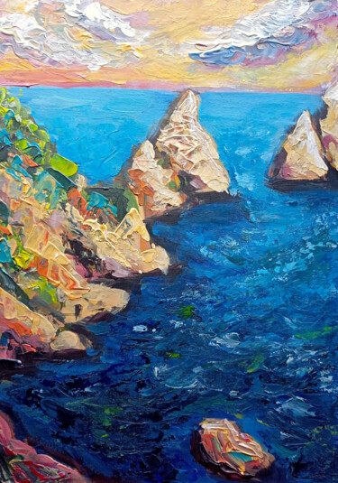 Painting titled "Sunny Capri" by Ksenia Tsyganyuk, Original Artwork, Acrylic
