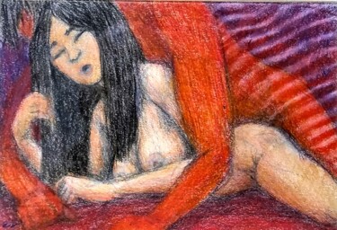 Lovers 132 图画 标题为“Lovers 132” 由Edwin Loftus, 原创艺术品, 粉彩 安装在其他刚性面板上