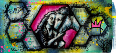 Peinture Brigitte Bardot Cheval papier recommandé Pop Art 제목이 "Peinture Brigitte B…"인 미술작품 Pvettese로, 원작, 페인트 스프레이
