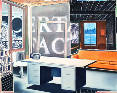 Painting titled "STUDIO VIEW" by Rudi Cotroneo, Original Artwork, Oil