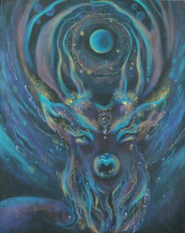 Peinture intitulée "Star deer" par Tatiana Dubinina, Œuvre d'art originale, Acrylique