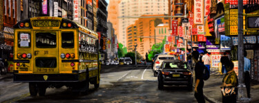 Pittura intitolato "New York #89" da Sócrates Rízquez, Opera d'arte originale, Smalto Montato su Alluminio
