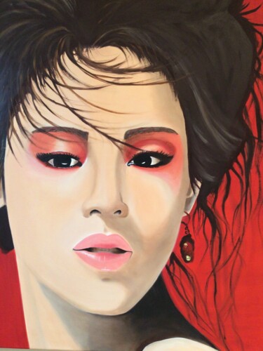 제목이 "Rouge"인 미술작품 Noëlle Decombe로, 원작, 기름 나무 들것 프레임에 장착됨