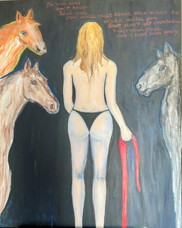 Schilderij getiteld "Be your way" door Enrica Badas, Origineel Kunstwerk, Acryl Gemonteerd op Frame voor houten brancard
