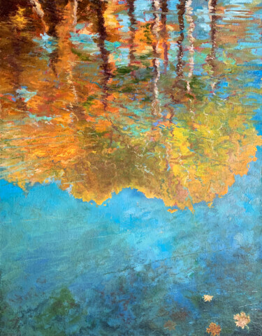 Painting titled "Autumn reflections…" by Albert Safiullin, Original Artwork, Oil
