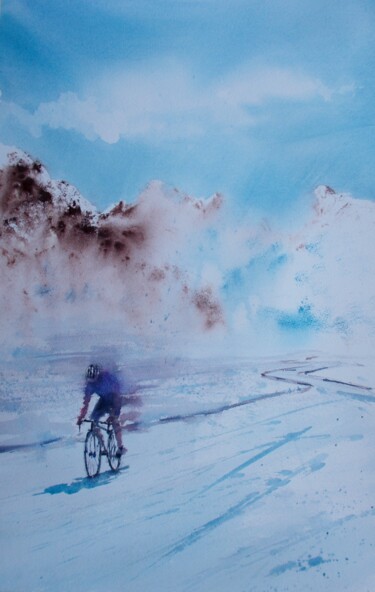 Painting titled "cycling 14" by Giorgio Gosti, Original Artwork, Watercolor