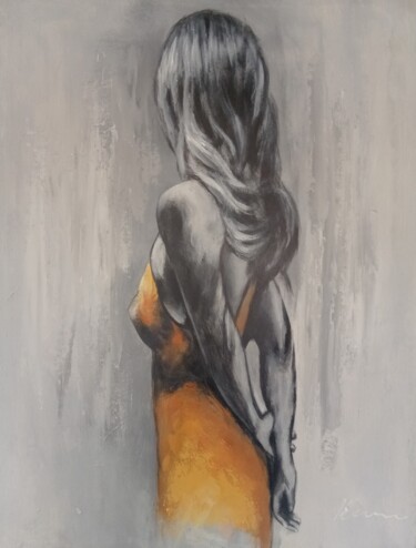 Woman in a yellow dress oil painting on canvas 绘画 标题为“Woman in a yellow d…” 由Filip Petrovic, 原创艺术品, 油