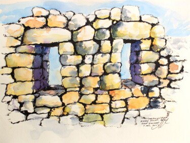 Fenêtres du Machu Picchu au Pérou Dessin intitulée "Fenêtres du Machu P…" par René Blanchet, Œuvre d'art originale, Encre