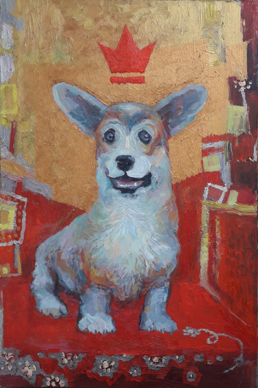 绘画 标题为“Royal corgi” 由Vitaliy Ustimenko, 原创艺术品, 油