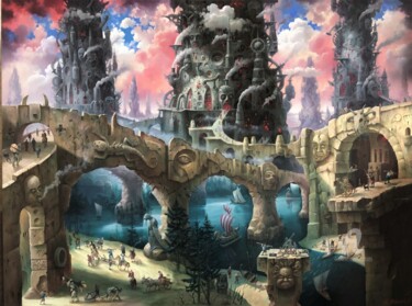 绘画 标题为“Towers and bridges.” 由Александр Михальчук, 原创艺术品, 油