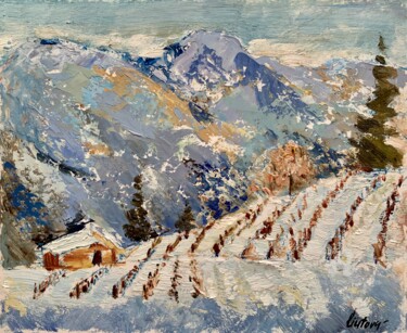 Peinture intitulée "L'hiver dans les Al…" par Olga Liutova-Amplatz, Œuvre d'art originale, Huile Monté sur Châssis en bois
