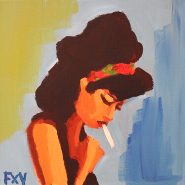 Peinture intitulée "Portrait d'Amy Wine…" par Francois Xavier Vaudeleau, Œuvre d'art originale, Acrylique Monté sur Châssis…