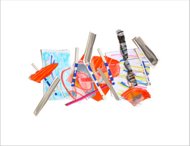 Collages titled "Orange 4" by Nathalie Cuvelier Abstraction(S), Original Artwork, Collages Mounted on Aluminium