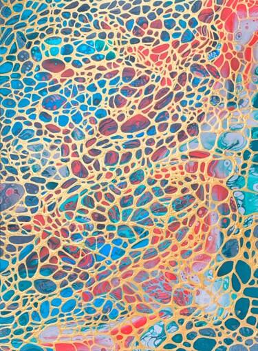 Pintura intitulada "Large colorful and…" por Julia Brinkfrau, Obras de arte originais, Acrílico